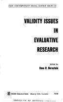 Cover of: Validity issues in evaluative research