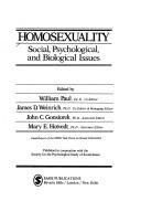 Cover of: Homosexuality: social, psychological, and biological issues