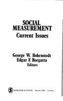 Cover of: Social measurement: current issues