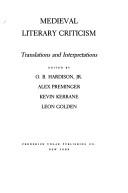 Cover of: Medieval literary criticism by edited by O.B. Hardison, Jr. ... [et al.].