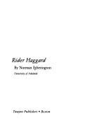 Cover of: Rider Haggard by Norman Etherington