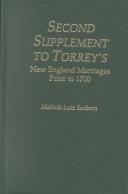 Cover of: Second supplement to Torrey's New England Marriages prior to 1700
