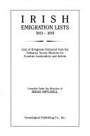 Cover of: Irish emigration lists, 1833-1839 by Brian Mitchell