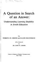 Cover of: A question in search of an answer: understanding learning disability in Jewish education