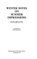Cover of: Winter Notes on Summer Impressions by Фёдор Михайлович Достоевский