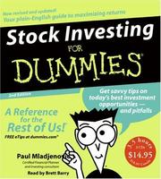 Cover of: Stock Investing for Dummies 2nd Ed. CD (For Dummies (Lifestyles Audio))