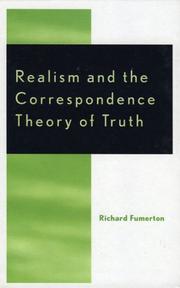 Cover of: Realism and the Correspondence Theory of Truth (Studies in Epistemology and Cognitive Theory)