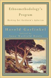 Cover of: Ethnomethodology's Program by Harold Garfinkel, Anne Rawls