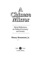 Cover of: A Chinese mirror | Henry Rosemont