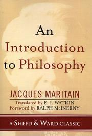 Cover of: An Introduction to Philosophy (Sheed & Ward Classic) by Jacques Maritain