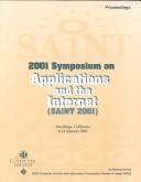 Cover of: Applications and the Internet (Saint 2001): 2001 Symposium