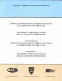 Cover of: Building Code Requirements for Masonry Structures: Specification for Masonry Structures (Aci 530.1-95/Asce 6-95/Tms 602-95) ; Commentary on Building Code Requirements for Masonry Structures (Aci