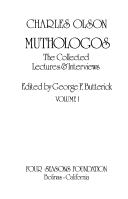 Cover of: Muthologos: the collected lectures & interviews