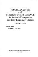 Cover of: Psychoanalysis and Contemporary Science, Volume 1