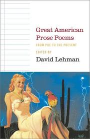 Cover of: Great American prose poems by edited by David Lehman.