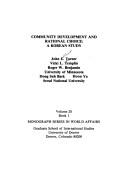 Cover of: Community development and rational choice: a Korean study