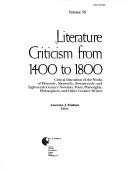 Cover of: Literature Criticism from 1400-1800 by Lawrence J. Trudeau, Lawrence J. Trudeau