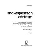 Cover of: Volume 35 Shakespearean Criticism by Lazzari