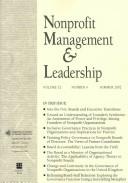 Cover of: Nonprofit Management & Leadership, No. 4 Summer 2002