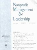 Cover of: Nonprofit Management & Leadership, No. 2, Winter 2003