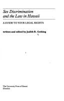 Cover of: Sex discrimination and the law in Hawaii: a guide to your legal rights