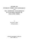 Cover of: Studies on Divergent Series and Summability and the Asymototic Development of Functions