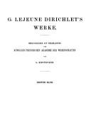 Cover of: G. Lejeune Dirichlet's Werke: (Vols I and II-in One Book)
