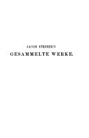Cover of: Jacob Steiner's gesammelte Werke.
