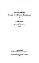 Cover of: Studies in the Syntax of Mixtecan Languages (Summer Inst of Linguistics Publications in Linguistics, No 105)