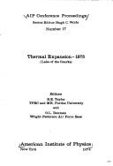 Cover of: Thermal expansion--1973. by International Symposium on Thermal Expansion of Solids (1973 Lake Ozark, Mo.)