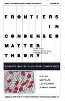 Cover of: Frontiers in condensed matter theory: proceedings of a US-USSR conference