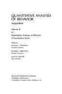 Cover of: Quantitative Analyses of Behavior
