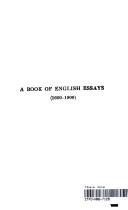 Cover of: Book of English Essays: Sixteen Hundred to Nineteen Hundred (Essay Index Reprint Series)