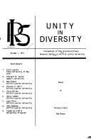 Cover of: Unity in diversity by edited by Nicolas A. Nyiri, Rod Preece.