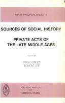 Cover of: Sources of social history by edited by Paolo Brezzi and Egmont Lee.