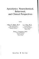 Cover of: Anxiolytics: neurochemical, behavioral, and clinical perspectives