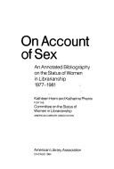 Cover of: On account of sex by Kathleen de la Peña McCook