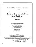 Cover of: Surface characterization and testing