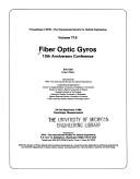 Cover of: Fiber optic gyros: 10th anniversary conference : 24-26 September 1986, Cambridge, Massachusetts