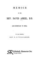 Cover of: Memoir of the Reverend David Abeel, D.D.: Late Missionary to China