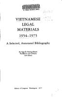 Cover of: Vietnamese legal materials, 1954-1975: a selected, annotated bibliography