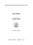 Cover of: Earl Warren: A register of his papers in the Library of Congress (Registers of papers in the Manuscript Division of the Library of Congress)