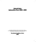 Cover of: Detroit Style: Automotive Form 1925-1950