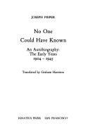 No one could have known by Josef Pieper, Joseph Pieper, Graham Harrison