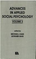 Cover of: Advances in Applied Social Psychology: Volume 3 (Applied Social Psychology)