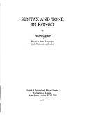 Cover of: Syntax and tone in Kongo by Hazel Carter