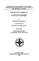 Cover of: The place-names of Lincolnshire by Kenneth Cameron