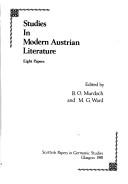 Cover of: Studies in modern Austrian literature: eight papers