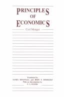 Cover of: Principles of Economics (Institute for Humane Studies Series in Economic Theory) by Karl Menger