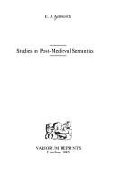 Cover of: Studies in post-medieval semantics